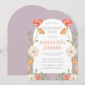 Elegant Wildflower Afstudeerfeest Kaart (Voorkant / Achterkant)