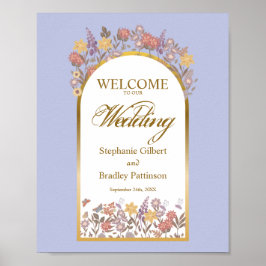 Elegant Wildflower Arch Gold Lavender Dusty Paars Poster