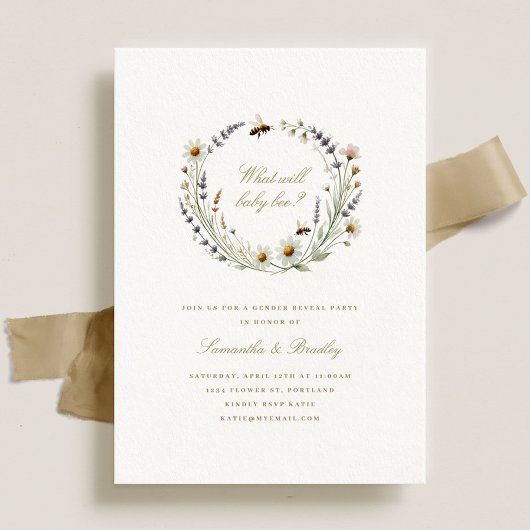 Elegant Wildflower Baby Gender Reveal Party Kaart