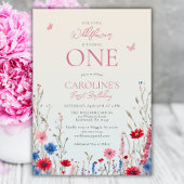 Elegant Wildflower Baby Meisje 1e Verjaardag Kaart