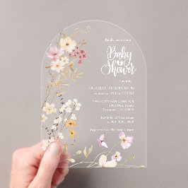 Elegant Wildflower Baby shower Acryl Uitnodigingen