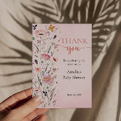Elegant Wildflower Baby shower Bedankkaart