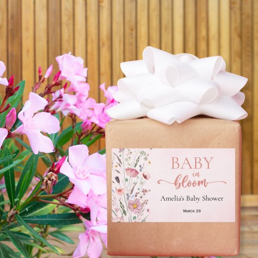 Elegant Wildflower Baby shower Bedankt Rechthoekige Sticker