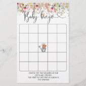Elegant Wildflower Baby shower Bingo Game (Voorkant)