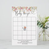 Elegant Wildflower Baby shower Bingo Game (Staand voorkant)