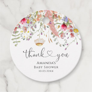 Elegant Wildflower Baby shower Dank je wel Bedankjes Labels