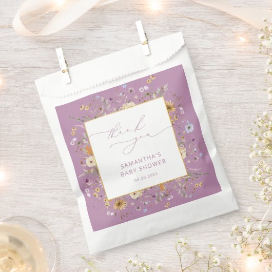 Elegant Wildflower Baby shower Dank je wel Bedankzakje (Geknipt)