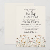 Elegant Wildflower Baby Shower Kaart (Voorkant / Achterkant)