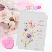 Elegant Wildflower Baby shower Kaart