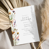 Elegant Wildflower Baby shower Kaart