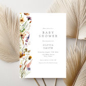 Elegant Wildflower Baby shower Kaart