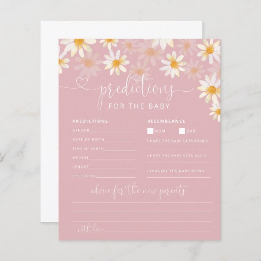 Elegant Wildflower Baby shower Prediction Advice (Voorkant / Achterkant)