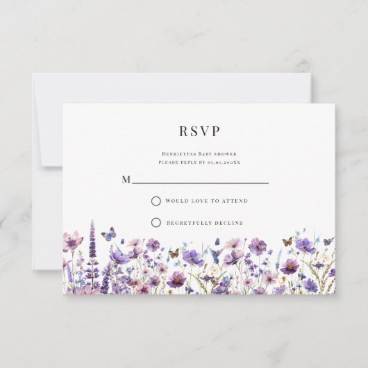 Elegant wildflower baby shower RSVP (Voorkant)