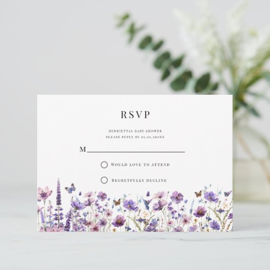 Elegant wildflower baby shower RSVP (Staand voorkant)