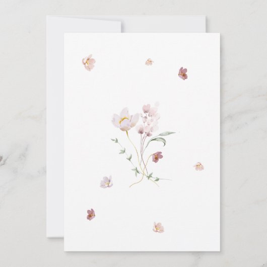 Elegant Wildflower Baby shower Script Kaart (Achterkant)