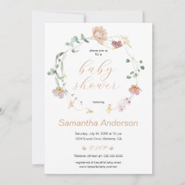 Elegant Wildflower Baby shower Script Kaart