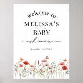 Elegant Wildflower Baby shower Welkom Poster (Voorkant)