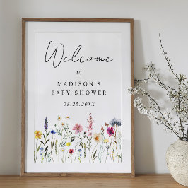 Elegant Wildflower Baby shower Welkomstbord Poster