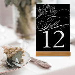 Elegant Wildflower Black and White Wedding Kaart<br><div class="desc">Deze prachtige tabelnummers zijn voorzien van een verbluffend zwart-wit ontwerp, met wilde bloemaccenten en elegant script. Ideaal voor een wildbloeiende bruiloft of een gotisch geïnspireerd decor, ze zijn er zeker van dat ze de perfecte aanraking toevoegen aan je speciale dag. Het moderne ontwerp wordt geplaatst door elegant manuscript toevoegend een...</div>