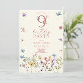 Elegant Wildflower Bloemen 9e Verjaardagsfeest Kaart (Staand voorkant)