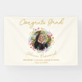 Elegant Wildflower Bloemen Afstuderen Foto Spandoek (Horizontaal)