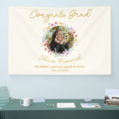 Elegant Wildflower Bloemen Afstuderen Foto Spandoek (Beurs)