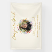 Elegant Wildflower Bloemen Afstuderen Foto Spandoek (Verticaal)