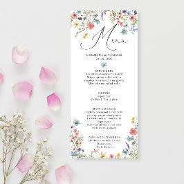 Elegant Wildflower Bloom Script Bruiloft Menu