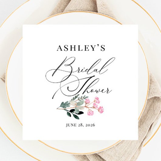 Elegant Wildflower Bloom Waterverf Vrijgezellenfee Servet