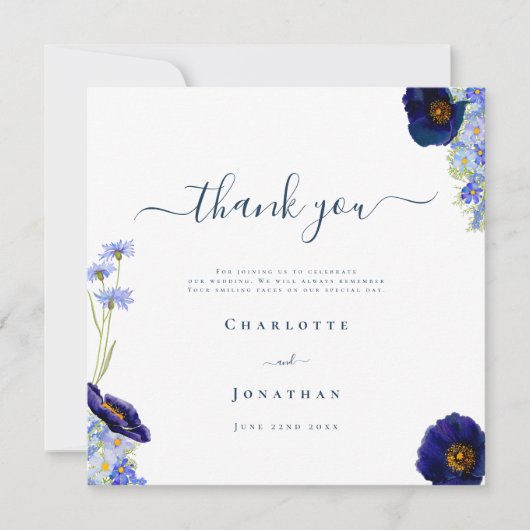 Elegant Wildflower Blue dank u Bedankkaart (Voorkant)