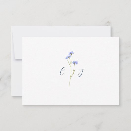Elegant Wildflower Blue Wedding Reactie RSVP Kaartje (Achterkant)