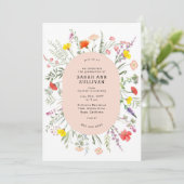 Elegant Wildflower Blush Lijst Afstuderen uitnodig Kaart (Staand voorkant)