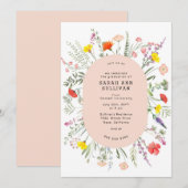 Elegant Wildflower Blush Lijst Afstuderen uitnodig Kaart (Voorkant / Achterkant)