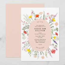 Elegant Wildflower Blush Lijst Afstuderen uitnodig