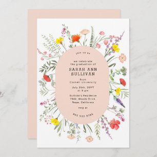 Elegant Wildflower Blush Lijst Afstuderen uitnodig Kaart