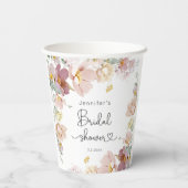 Elegant Wildflower blush roze vrijgezellenfeest Papieren Bekers (Achterkant)