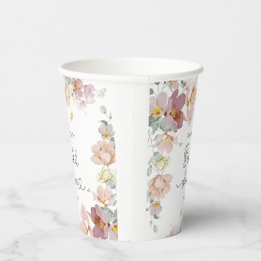 Elegant Wildflower blush roze vrijgezellenfeest Papieren Bekers (Rechts)