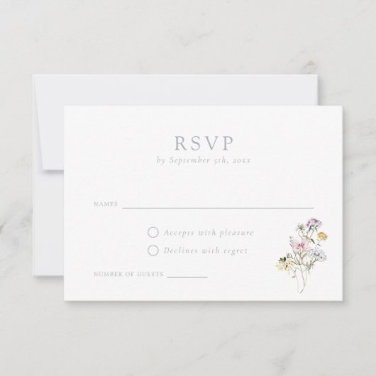 Elegant Wildflower Blush Wedding RSVP Kaart (Voorkant)