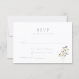 Elegant Wildflower Blush Wedding RSVP Kaart