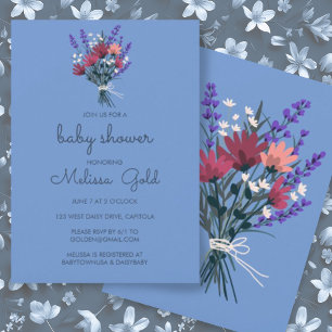 Elegant Wildflower Boeket BABY SHOWER CUSTOM Luxe Kaart