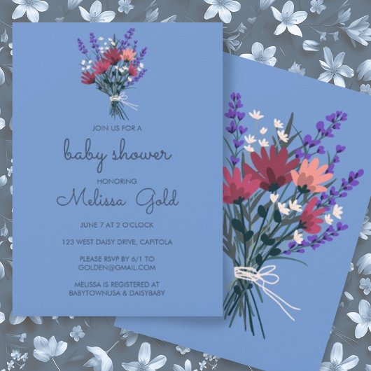 Elegant Wildflower Boeket BABY SHOWER CUSTOM Luxe Kaart