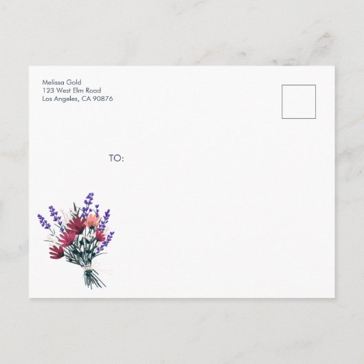 Elegant Wildflower Boeket BABY SHOWER CUSTOM Uitnodiging Briefkaart (Achterkant)