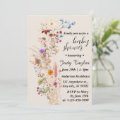 Elegant Wildflower Boho Baby shower Kaart (Staand voorkant)