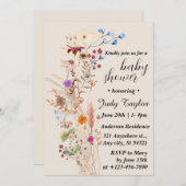 Elegant Wildflower Boho Baby shower Kaart (Voorkant / Achterkant)