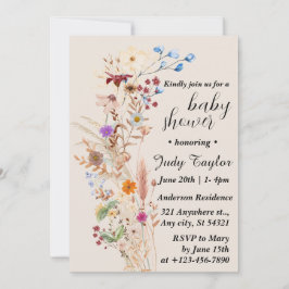 Elegant Wildflower Boho Baby shower Kaart