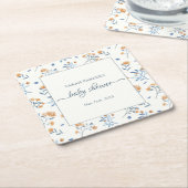 Elegant Wildflower Boho Baby shower Kartonnen Onderzetters (Schuin)