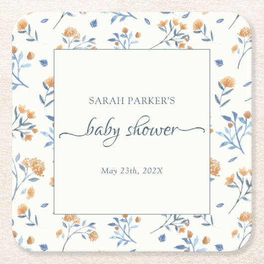 Elegant Wildflower Boho Baby shower Kartonnen Onderzetters (Voorkant)