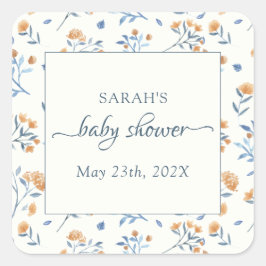 Elegant Wildflower Boho Baby shower Vierkante Sticker
