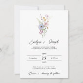 Elegant Wildflower Boho Bloemen Boeket Bruiloft Kaart (Voorkant)