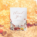Elegant Wildflower Boho Bloemen Vrijgezellenfeest Bedankkaart<br><div class="desc">Een elegante bedankkaart die past bij ons Elegant Wildflower Boho Floral Herfst Vrijgezellenfeest collectie. Dit ontwerp is voorzien van een handgeschilderde waterverf van rustieke wilde bloemen en groen. De achterkant van het ontwerp heeft een op maat gemaakte oprechte bedankboodschap om je dankbaarheid uit te drukken aan vrienden en familie. Uitzicht...</div>